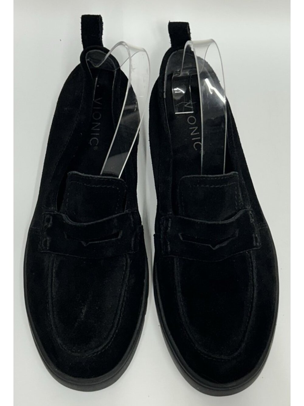 Vionic Uptown Penny Loafers Black Women 8.5 Suede Orthotic Lug Sole Flats Preppy - Picture 3 of 9